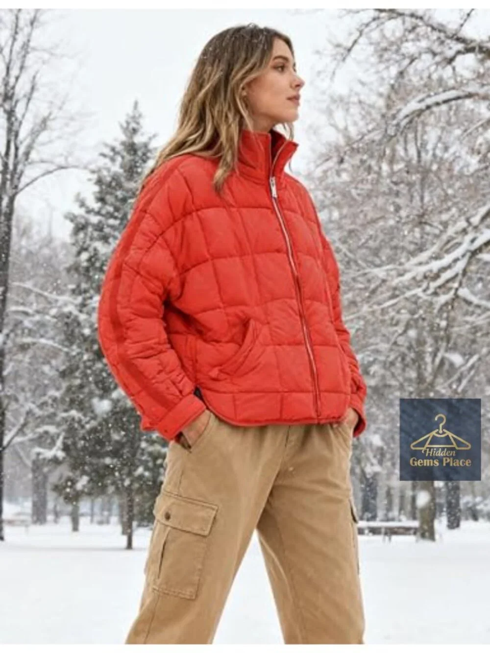 Women's Quilted Lightweight Puffer Jacket Zip Up Padded Coat with Pockets